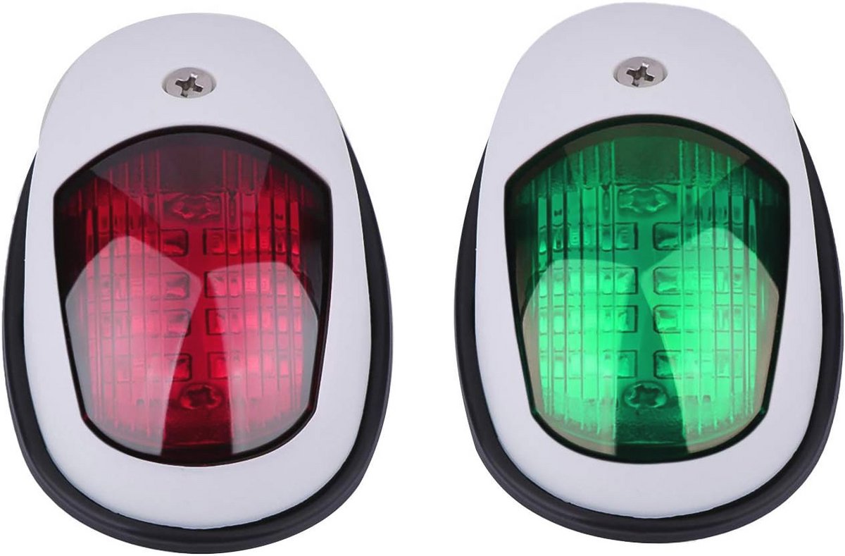 Navigatielampjes voor boot, 2 stuks, 12 V, groen en rood, marineblauw, zeilen, zijlichtboog