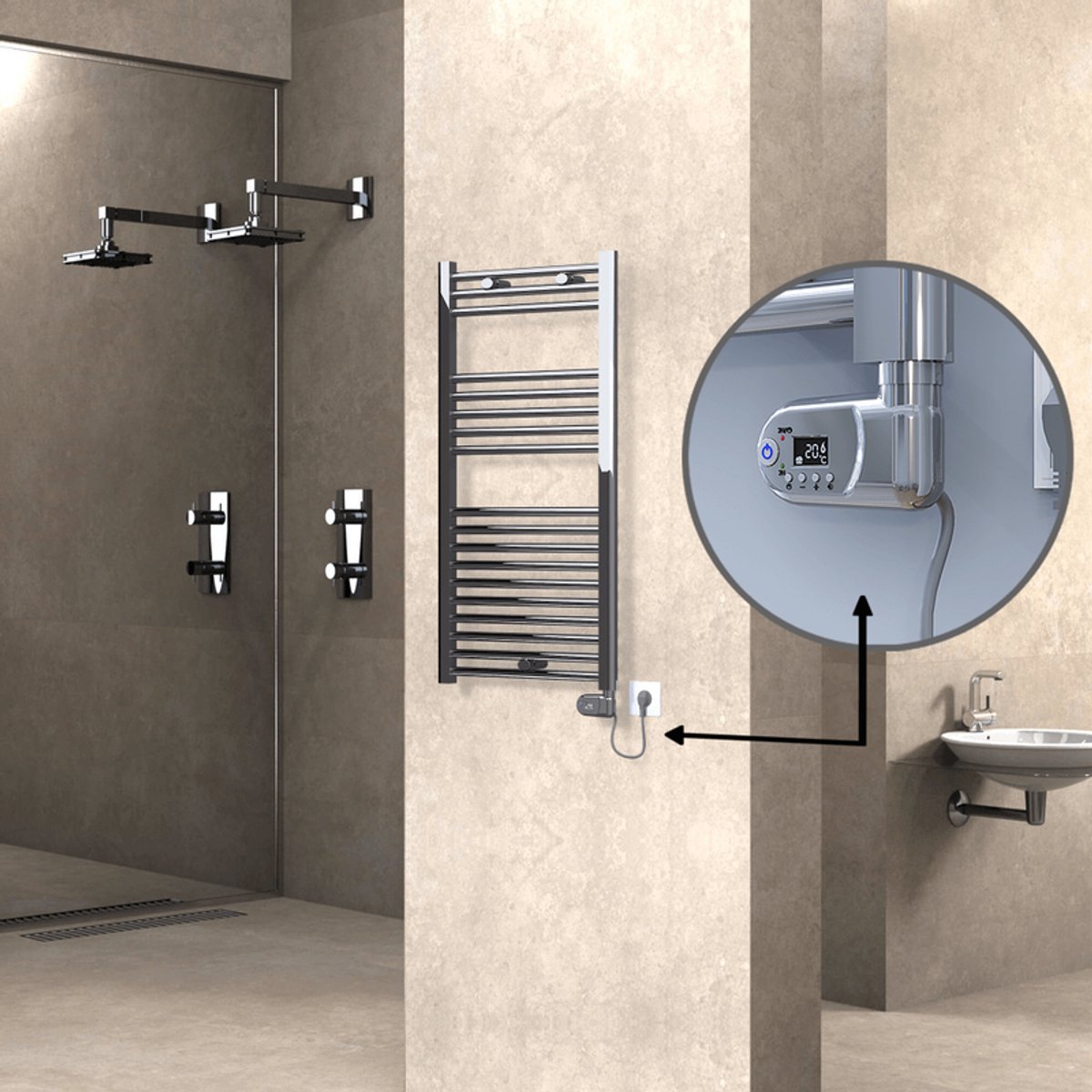 Radiva Haiti Radiator Elektrisch 500 x 1000mm - Chroom