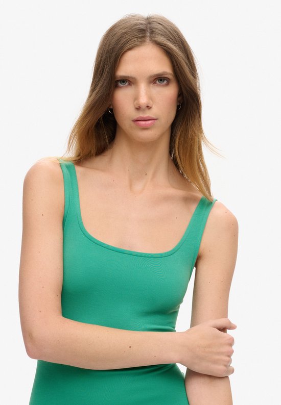 Superdry - Jersey midi-jurk met vierkante hals - Dames - Jurken