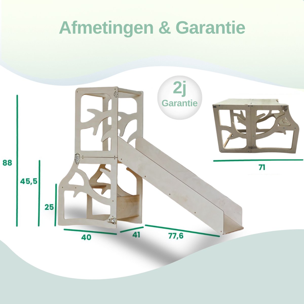 Zonovi Leertoren- Montessori Keukentrap - Learning Tower - Speeltafel - Kindertafel - Kinder trap - Leertoren - Keuken toren - Keukenhulp - Leerstoel - Met Glijbaan - Voor Peuters - Opvouwbaar - Inklapbaar - 3 in 1 - Hout - Inclusief Antislip Strips — afbeelding 7