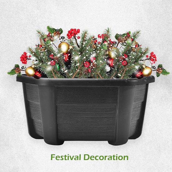25cm Muur Opknanging Plantenbakken Plastic Retro Stijl Reling Opknanging Plantenbakken voor Balkon Hek Tuin Outdoor Indoor - Donkere Koffie