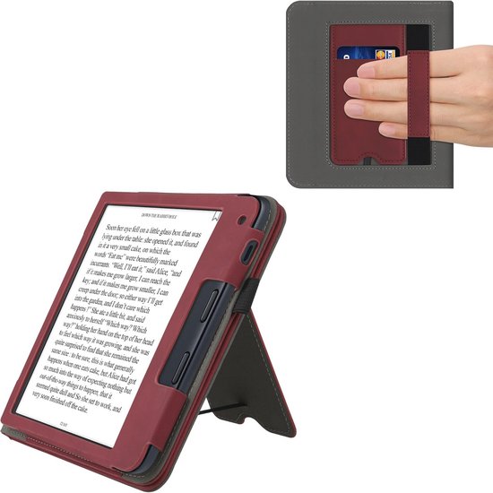 Foto: E reader hoes voor kobo libra 2 donkerrood kunstlederen case met standaard