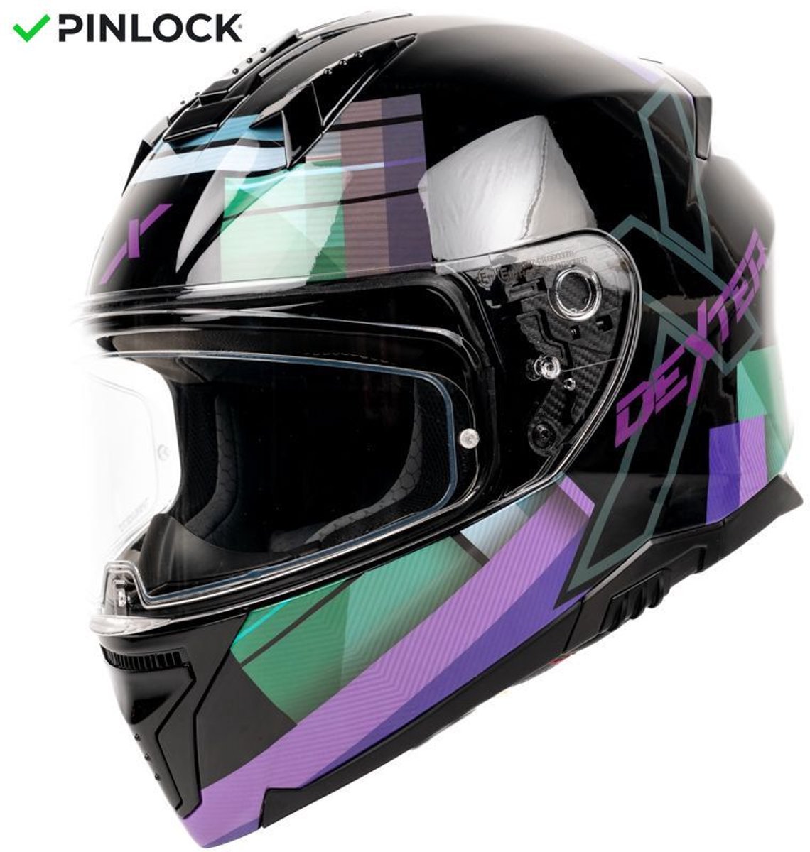Motor Integraal Helm ELEVEN WONDERWERELD Zwart/paars/groen M van MOTOBLOUZ