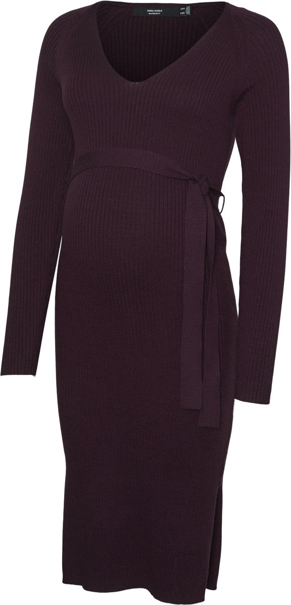 VERO MODA MATERNITY - VMMSABA RIB LS V-NECK BELT DRESS GA NOOS - Dames - Mini jurken