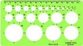 Groene Linex cirkelsjabloon 1118S met 27 cirkels van 1 tot 35mm.