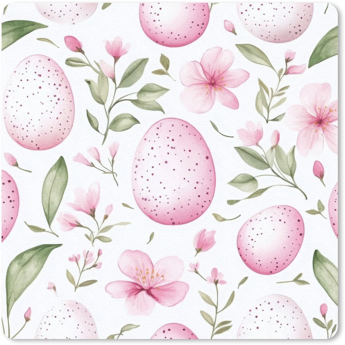Muismat 20x20 cm - Mousepad Patroon - Eieren - Roze - Pasen - Muismatten