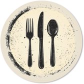 Muismat rond 50x50 cm - Mousepad Zwart - Bestek - Rondje - Ronde muismatten