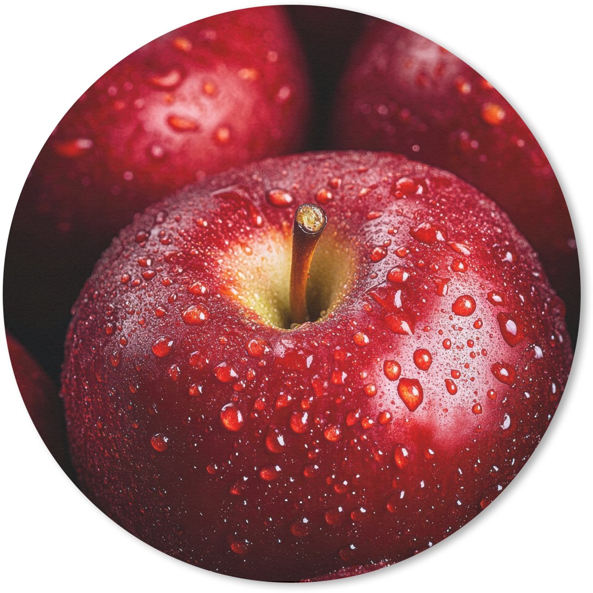 Muismat rond 20x20 cm - Mousepad Rood - Appels - Fruit - Ronde muismatten