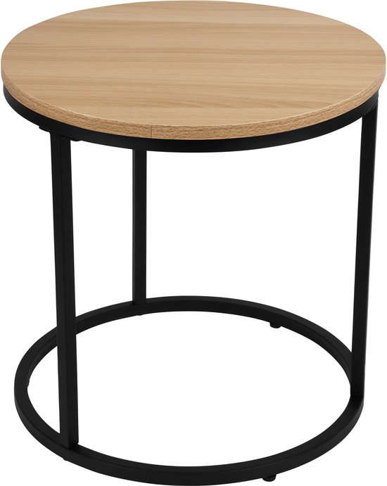 Tables basses GDRN , Set de 2 – Chêne clair – Rondes – 60 x 45 et 40 x 40 cm – Tables d'appoint modernes – Ensemble de tables en bois
