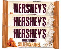 Hershey’s Cookies 'n' Creme Salted Caramel – 3 x 90g – Amerikaanse Chocolade Repen – Origineel uit de VS