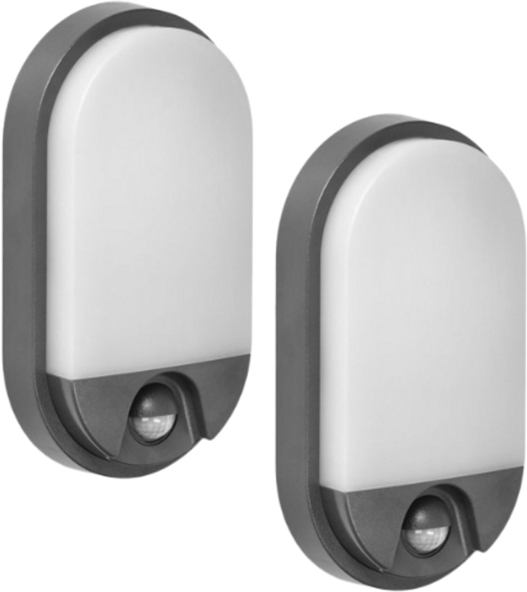 Set van 2 - Buitenlampen met Bewegingssensor NEFRYT – Tuinverlichting 4000K – Buitenverlichting met IP54 - Muurlamp 800lm – Wandlamp buiten IK08 - Antraciet