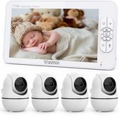 Lovinoo Babyfoon - Babyfoon met 4 Camera's – Baby Monitor - Hondencamera - Huisdiercamera - Op Afstand Bestuurbaar - Temperatuursensor - Uitbreidbaar Tot 4 Camera's - Terugspreekfunctie - Video & Audio – Baby Camera - 7.0 Inch Scherm