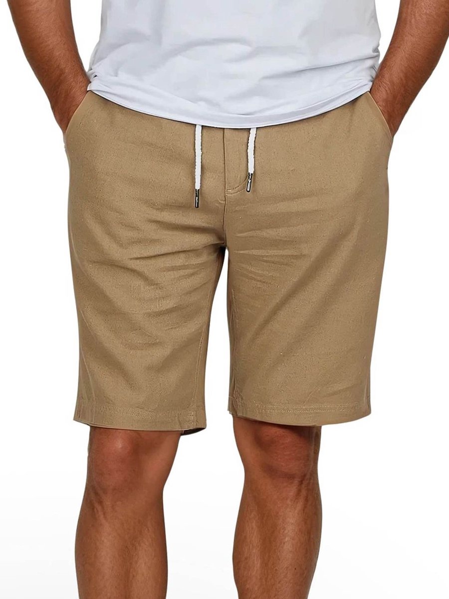 riverso Heren Short RIVOliver regular/straight Beige 3XL Volwassenen Linnen Korte Broek / Zomershorts