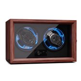 Klarstein watchwinder voor automatische horloges, automatische watchwinder voor 2 horloges, automatische watchwinder met acryl kijkvenster, automatische watchwinder, blauwe leds, watchwinder met 4 TPD instellingen