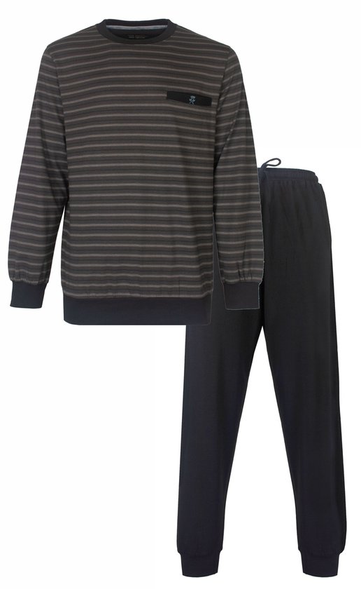 Pyjama homme Paul Hopkins à rayures et col rond Grijs. - Taille XL