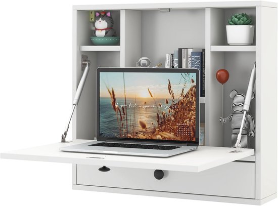 En.casa Klaptafel Rautalampi Wandbureau Voor Wandmon Beige 1189030029