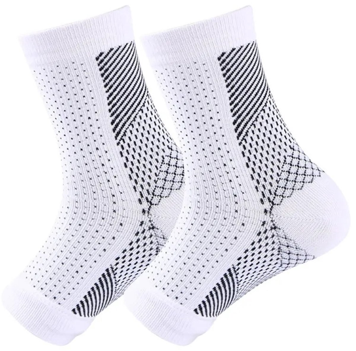 WiseGoods Premium Orthopedische Compressiekousen - Fitness & Sport Sokken - Sok Plantaire Fasciitis - Kousen Wit L/XL - 40/46