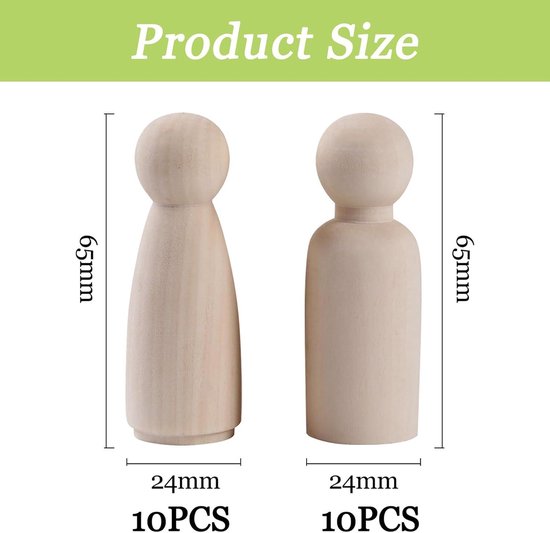 30 Stuks Houten Figuren Om Te Beschilderen – Onafgewerkte Speelfiguren – Kegels En Poppetjes – Voor Knutselen, Kerst, Bruiloft En Kinderverfprojecten