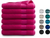 Bol.com DoubleDry Hotel Badhanddoeken 70 x 140 cm - Set van 6 - 100% Zacht Katoen 500 g/m2 - 6x Fuchsia Roze aanbieding