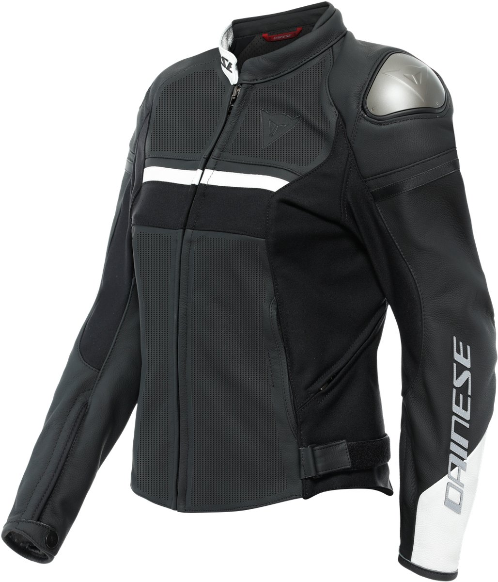 Dainese Rapida Leren Jas Dames Zwart Mat Zwart Mat Wit - Jas