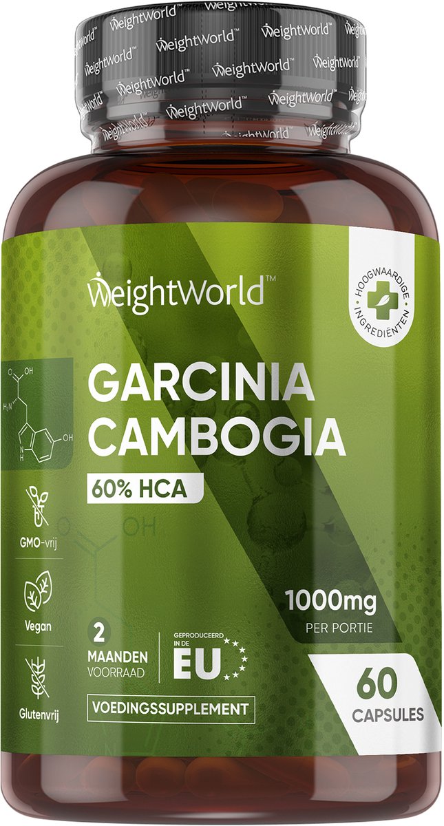 Goedkoopste WeightWorld Garcinia Cambogia capsules - 1000 mg - Met 60 hydroxycitroenzuur (HCA) - 60 capsules voor 2 maanden