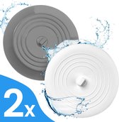 Bouchon de baignoire universel - Set de 2 - Convient pour Bain et lavabo - Wit et Grijs - Bouchon de baignoire - Bouchon de vidange - Bouchon de vidange - Bouchon d'évier