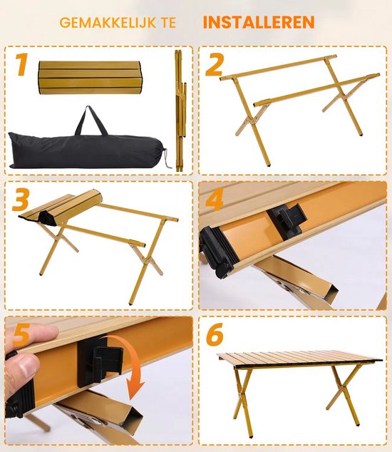 Camping klaptafel - Buitentafel - Draagbare opvouwbare picknicktafel - Eettafel met één laag - Voor tuin, wandelen, barbecue, vissen, picknick - 90 cm van Merkloos — afbeelding 2
