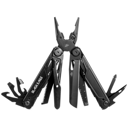 Black Eagle Yukon Midnight Black – Multitool Zakmes – INOX Staal – 16 Functies