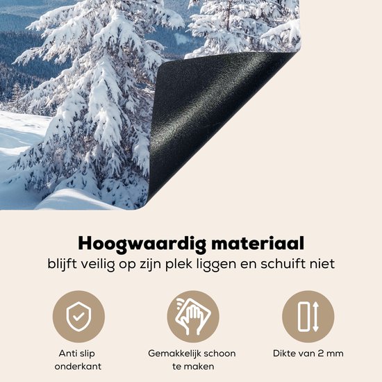 KitchenYeah® Protection plaque induction 90x52 cm - Neige - Hiver - Paysage - Montagnes - Protege plaque de cuisson - Couvre plaque induction - Protecteur d'induction - Cuisine