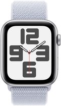 Apple Watch SE 2024 GPS 44mm Silver Aluminium Case with Blue Cloud Sport Loop