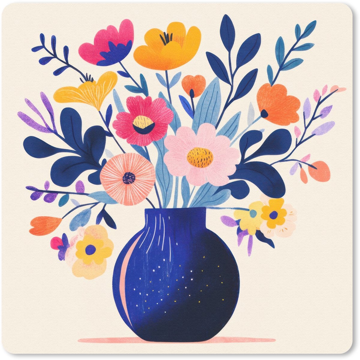 Muismat 20x20 cm - Mousepad Vaas - Bloemen - Boeket - Muismatten