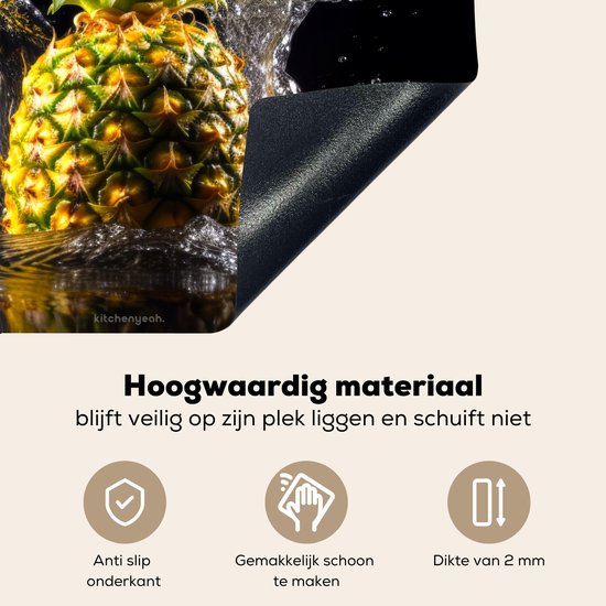 KitchenYeah® Protection plaque induction 60x55 cm - Ananas - Fruit - Eau - Protege plaque de cuisson - Couvre plaque induction - Protecteur d'induction - Cuisine