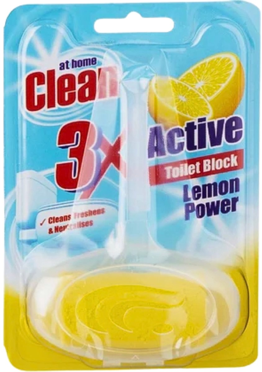 Goedkoopste At Home - Clean - Toiletblok - 3in1 Active - Lemon Power - Neutraliseert & Reinigt - 1 Blok