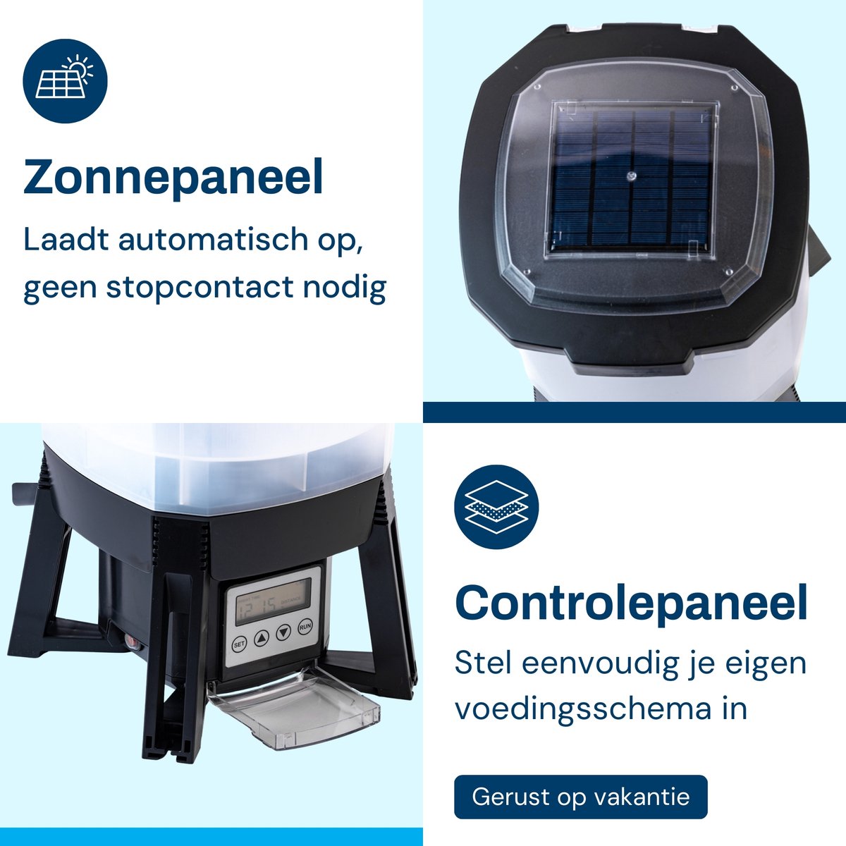 BluGarda BluFeeder - Automatische vis voederautomaat op zonne-energie - visvoeder voor vijver koi - 6L voer reservoir thumbnail 3