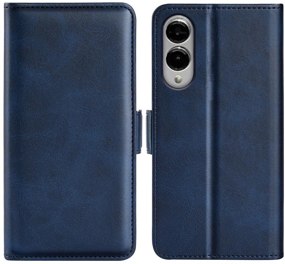 Mobigear Telefoonhoesje geschikt voor Samsung Galaxy S25 Edge Hoesje | Mobigear Slim Magnet Bookcase Portemonnee | Pasjeshouder voor 3 Pasjes | Telefoonhoesje voor Pinpas / OV Kaart / Rijbewijs - Donkerblauw