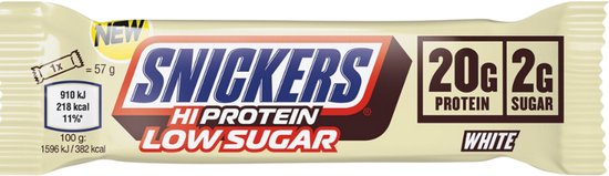 Snickers White Low Sugar High Protein Bar (12x57g) White Chocolate - Repen - Eiwit Repen van Merkloos — afbeelding 3