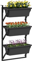 Outsunny - 3-delige Set - Bloempot - met Gaten - Donkergrijs