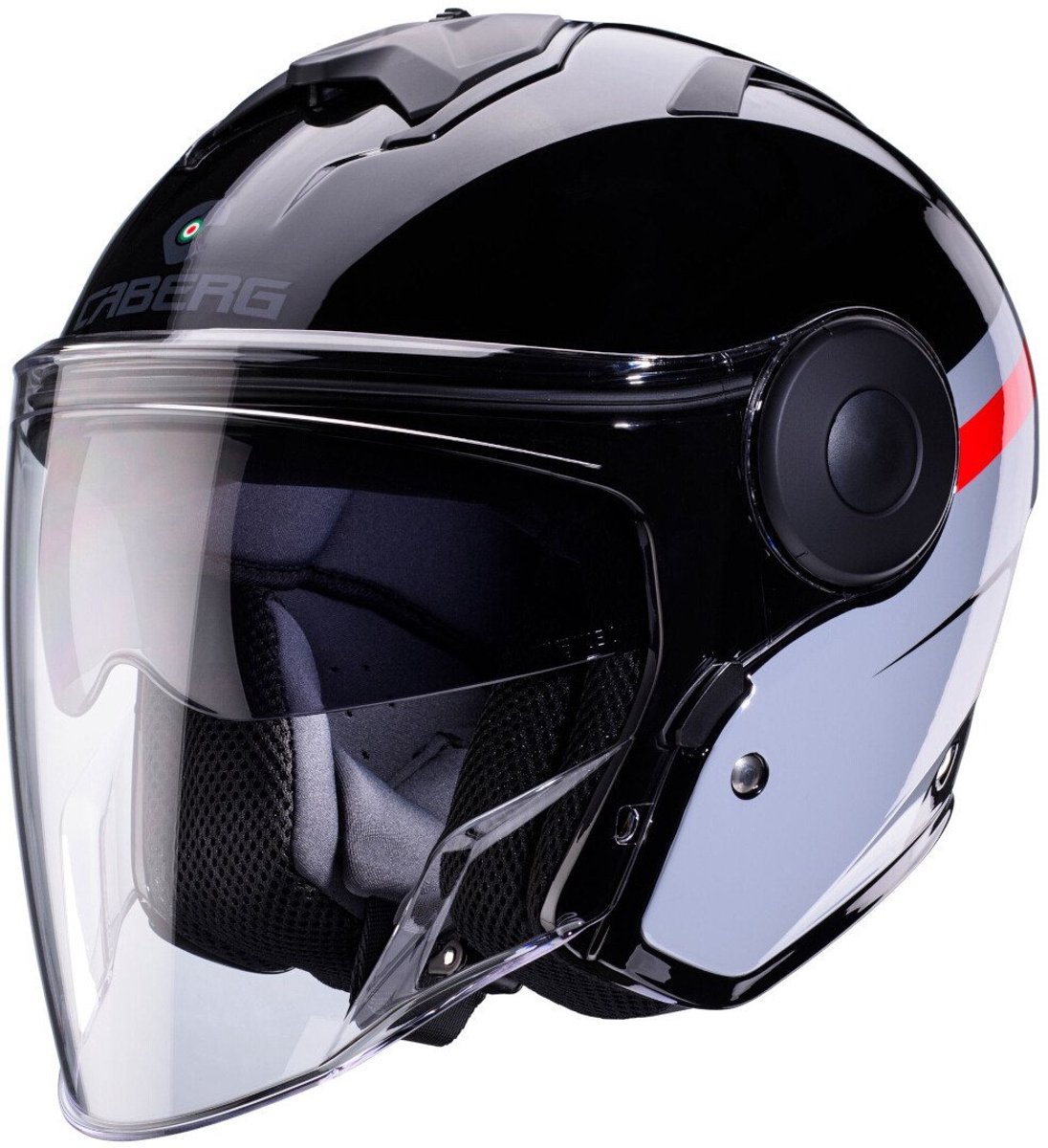Caberg Soho Zephir Zwart Grijs Rood Jethelm - Helm