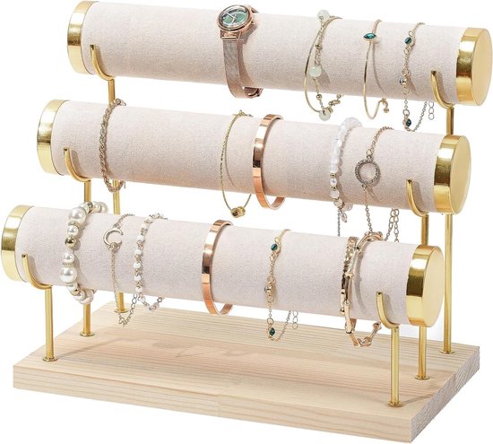 JEJA Armbandhouder, T-fluwelen displayarmband, sieradenhouder, 23,5 x 14 x 5 cm, armbandhouder, sieraden, horloges en halskettingen voor het bewaren en organiseren