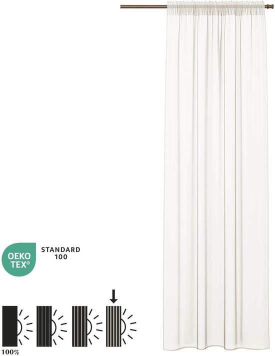 Rideau voilage transparent avec ruban plissé - 140x270cm - Blanc - HOOMstyle