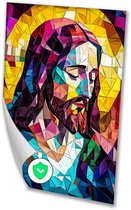 Portrait abstrait et coloré de Jésus - Affiche Jésus - Décoration murale - Cubisme - Décoration Décoration murale moderne - Affiche 70 x 100 cm