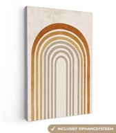 Tableau sur toile 80x120 cm - Décoration murale Minimaliste - Arche - Lignes - Beige - Décoration murale salon - Décoration chambre - Accessoires chambre - Peintures sur toile