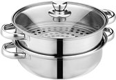 RVS Stoompan 28cm - 2-Lags Stoomkoker voor Groenten en Dumplings (18/8 RVS, Inductiegeschikt) - Met Deksel voor Gezonde Bereiding - Keukengerei