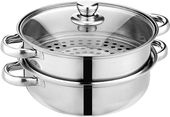 Stoompan 28cm - 2-laags RVS stoomkoker