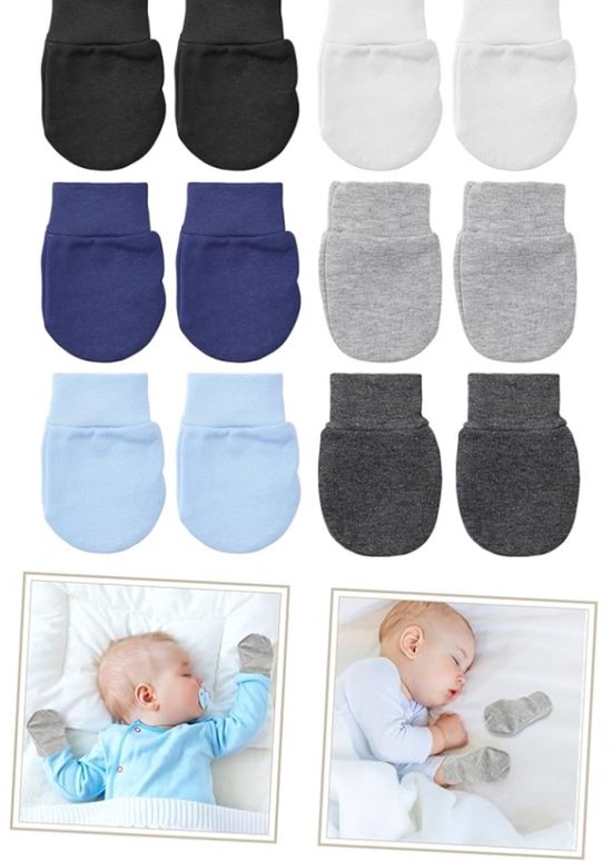 6 paar - Babywanten - Pasgeboren katoenen wanten - Zacht - Katoen - Antikras Multicolor - Voor baby's van 0-6 maanden