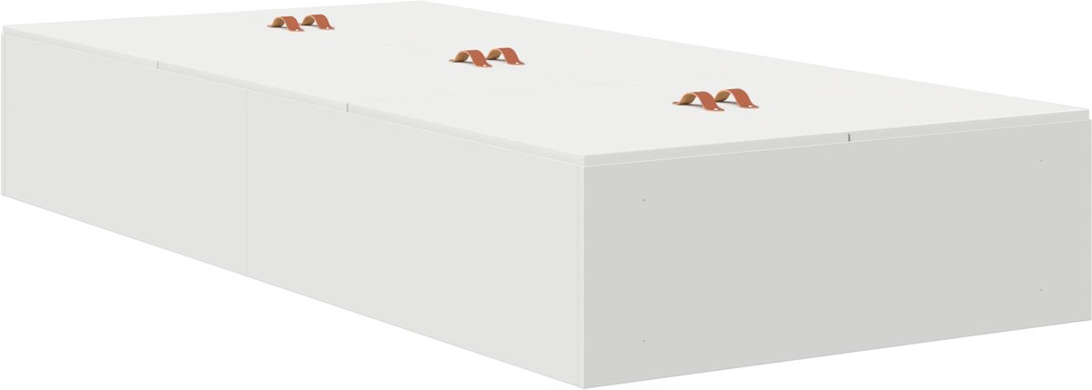 vidaXL - Opbergbedframe - met - opslag - Wit - 90 - x - 200 - cm - Bewerkt - hout