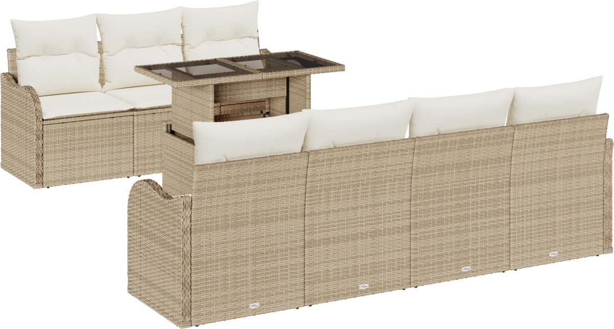 vidaXL Tuinbank - Set - 8 - st - Beige - poly - rattan