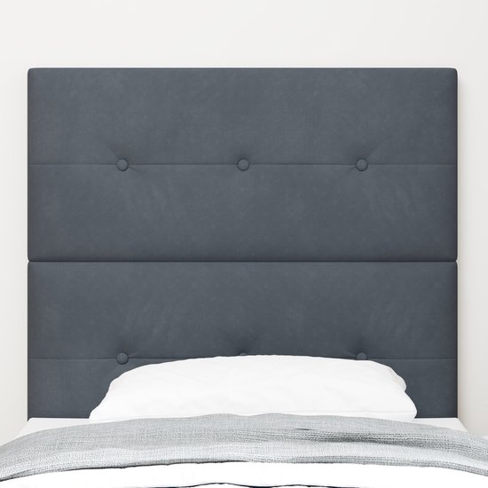 vidaXL - Tête de lit - avec - Boutons - capitonnée - Gris foncé - 80 - cm - Velours