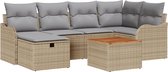 vidaXL - 7-delige - tuinbankset - met - kussens - in - beige - poly - rattan