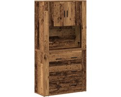 vidaXL - Highboard - Oudhout - 80 - x - 33 - x - 150 - cm - Bewerkt - hout
